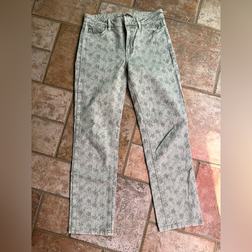 Guess Light Gray Floral Skinny Jeans